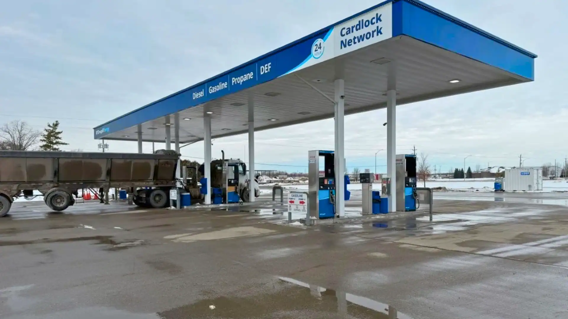 Refueling station with Cardlock Network for diesel, gasoline, propane, and DEF at McDougall Energy.
