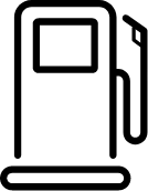 Shows a white symbol of a fuel pump